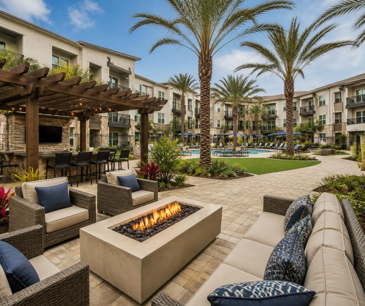 Resort-style courtyard at a Madison Housing community